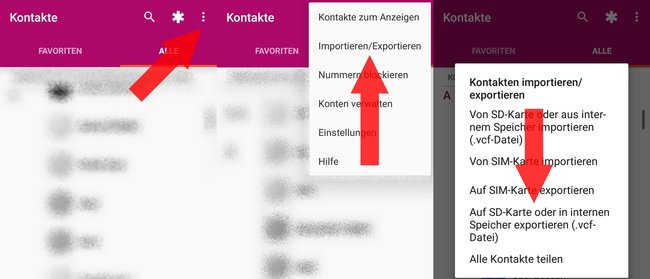 Android Kontakte als vCard