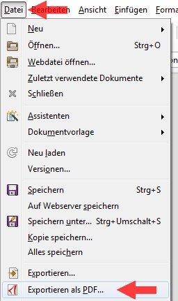 Datei als PDF umwandeln LibreOffice PDF exportieren