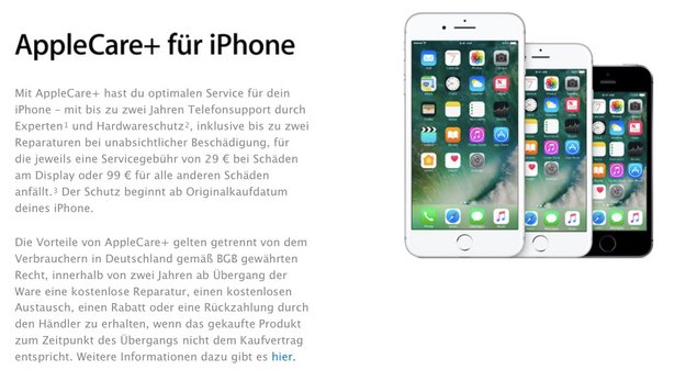 Neue AppleCare+-Preise: Jetzt 29 Euro für Display-, 99 Euro für anderen Schadensfall