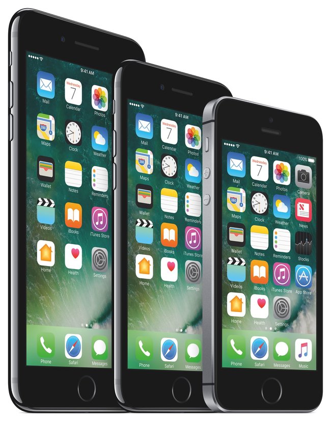 Von 2016: iPhone 7 Plus, iPhone 7 und iPhone SE (Bild: Apple)