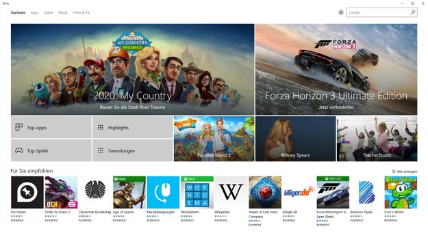 Windows 10: Kostenlose Apps im Store nun ohne Microsoft-Account herunterladbar