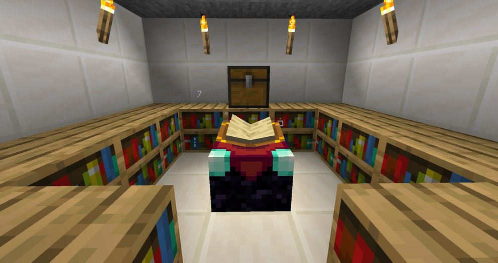 Place bookreagles around the magic table to cast stronger enchantments (Minecraft).