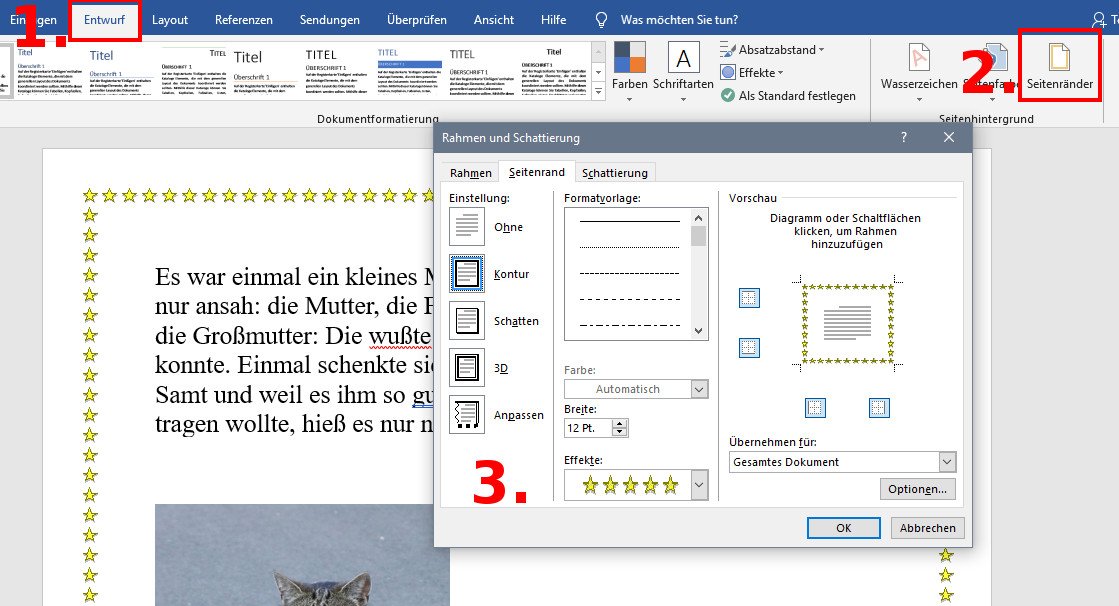 Word Rahmen Um Texte Seiten Bilder Einfugen So Geht S