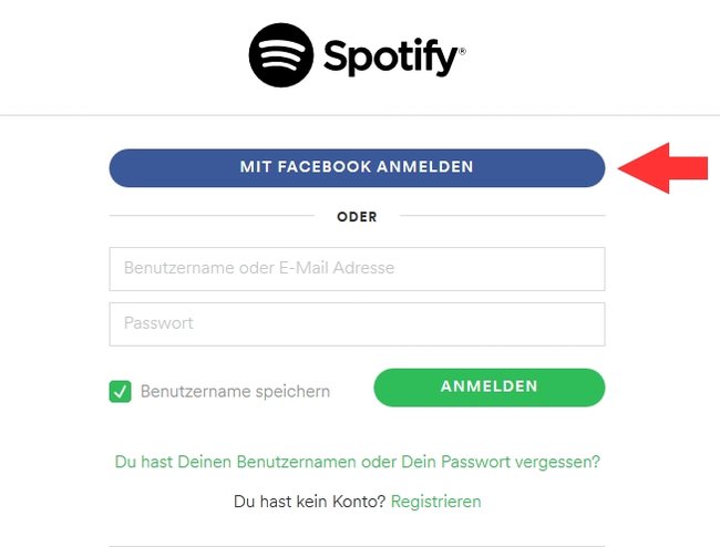 Spotify Fehlercode 3 Mit facebook anmelden