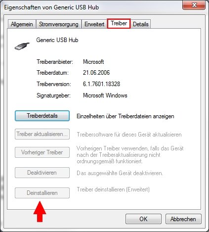 USB-Controller Treiber deinstallieren