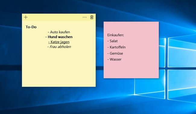 Windows 10: Notizen für den Desktop.