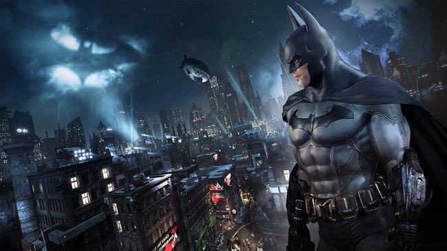 Batman blickt auf eine alte Stadt in neuem Glanz.