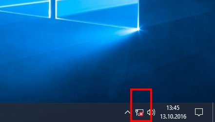 Windows-Taskleiste: Das WLAN ist deaktiviert.