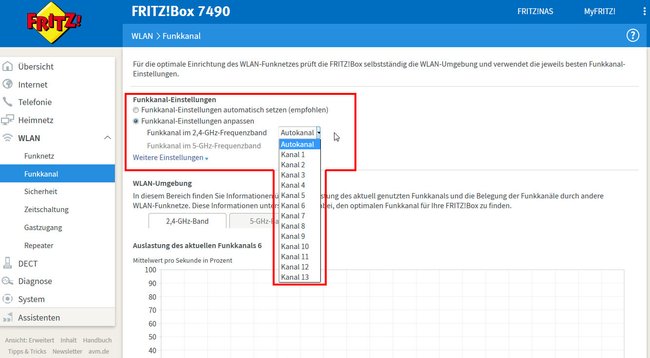 Fritzbox: Hier ändert ihr den WLAN-Kanal.