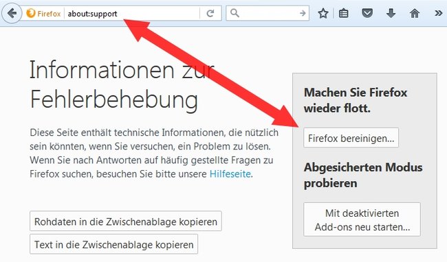 Firefox bereinigen Support