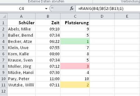 Microsoft-Excel-Rangliste-RANG