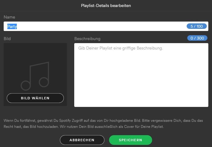 Spotify Playlist Details bearbeiten