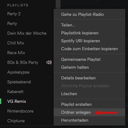 Spotify sortieren Ordner anlegen