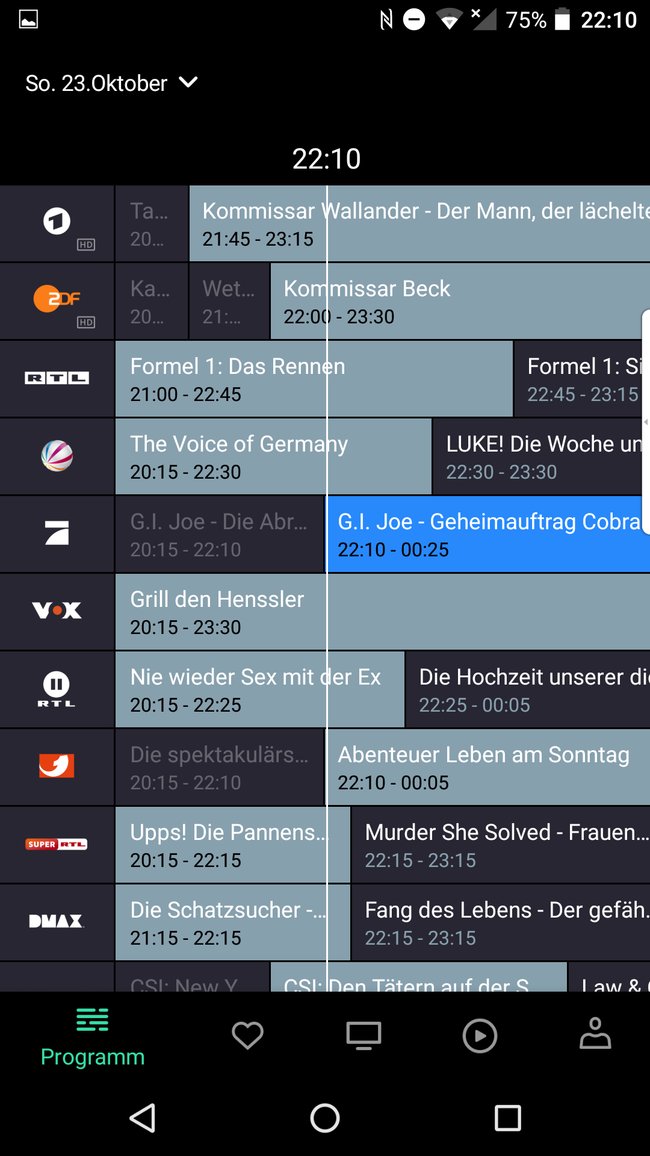 Die Programmübersicht ist zweckmäßig und ermöglicht den direkten Sprung zu einem Sender