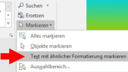 Word Text mit aehnlicher Formatierung markieren