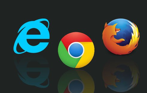 Die 3 stärksten Browser: IE, Chrome und Firefox.