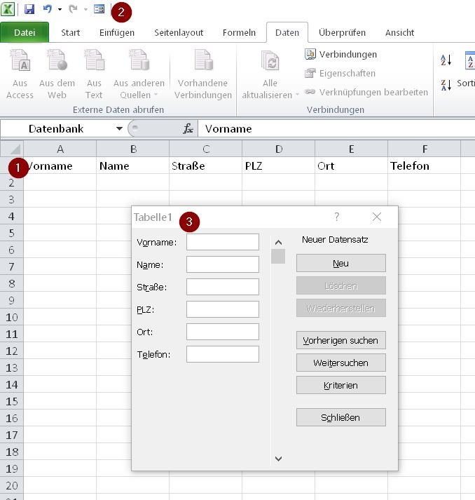 Eine Excel Eingabemaske Erstellen Beispiel