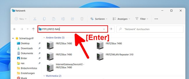 So greift ihr auf den Fritzbox-Mediaserver im Windows-Explorer zu. Bild: GIGA