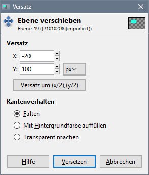 GIMP: Mit der Versatz-Funktion verschiebt ihr Ebenen pixelgenau an die richtige Position.