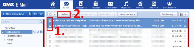 So löscht ihr E-Mails in GMX.