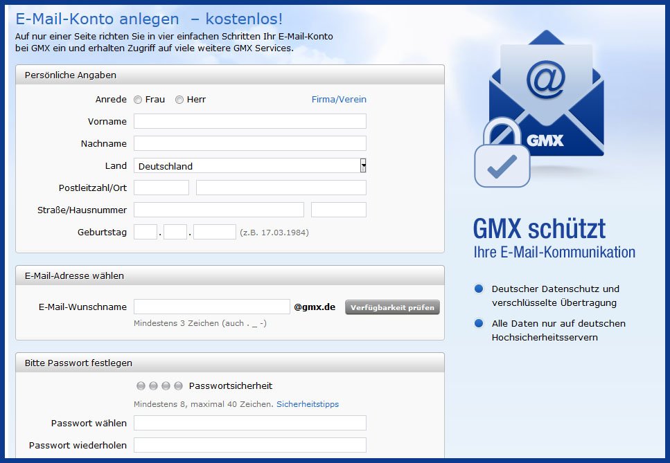 e-mail adresse erstellen gmx kostenlos