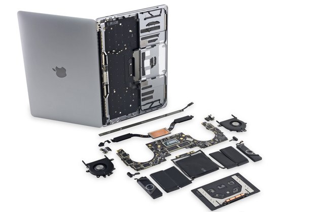 13-Zoll-MacBook-Pro mit Touch Bar: Lautsprecher-Gitter sind Attrappe, Gerät kaum reparierbar