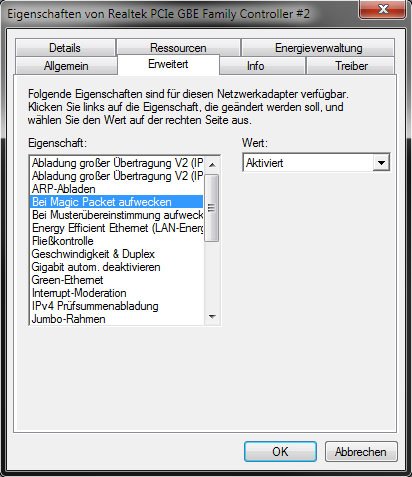 Realtek-Netzwerkadapter: Das Magic Packet ist aktiviert. Bild: GIGA