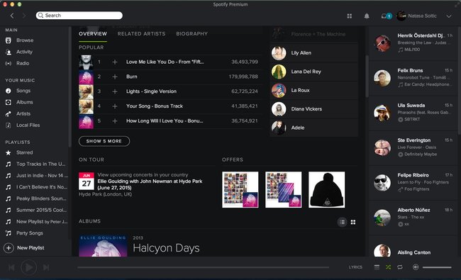 In Spotify hört ihr eure Lieblings-Musik, Interpreten, Playlists und Alben.