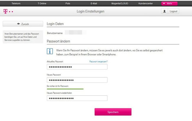 T-Online: Hier ändert ihr euer E-Mail-Passwort.