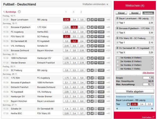 Beispiel: System-Wetten können bei Tipico teuer werden.