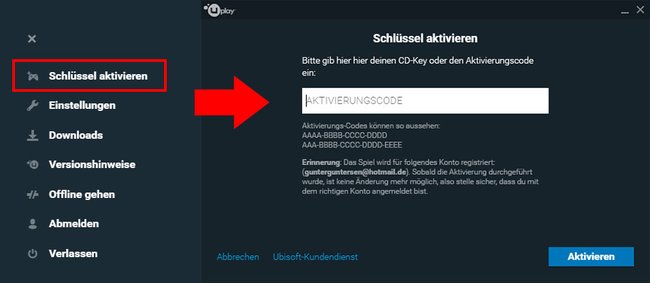 So aktiviert ihr in Uplay ein Spiel per Key.