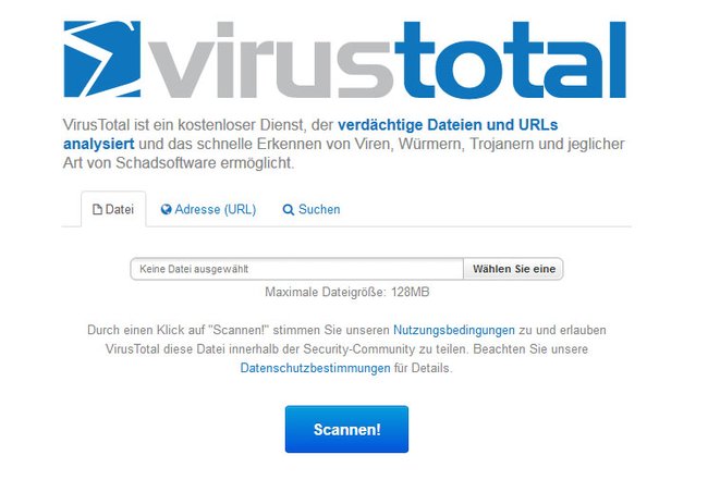 Virustotal scannt online eure Dateien auf Viren.