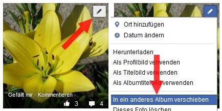 Facebook Foto in ein anderes Album verschieben