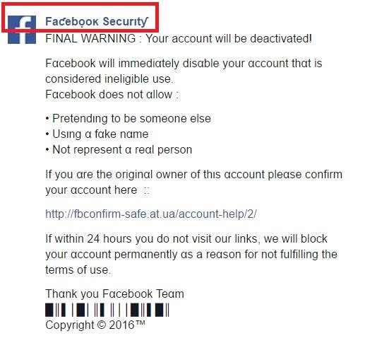 Facebook Security Warnung