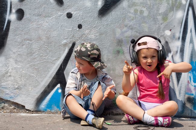 Children listen to music