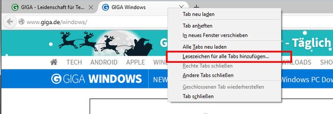 Firefox: So speichert ihr alle geöffneten Tabs eurer Sitzung.