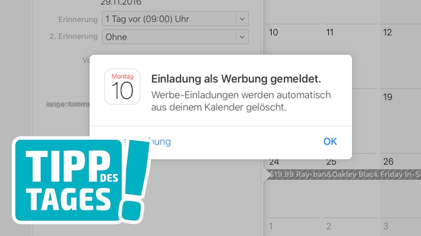 Kalender-Spam auf iPhone, Mac und in iCloud löschen und melden, so gehts