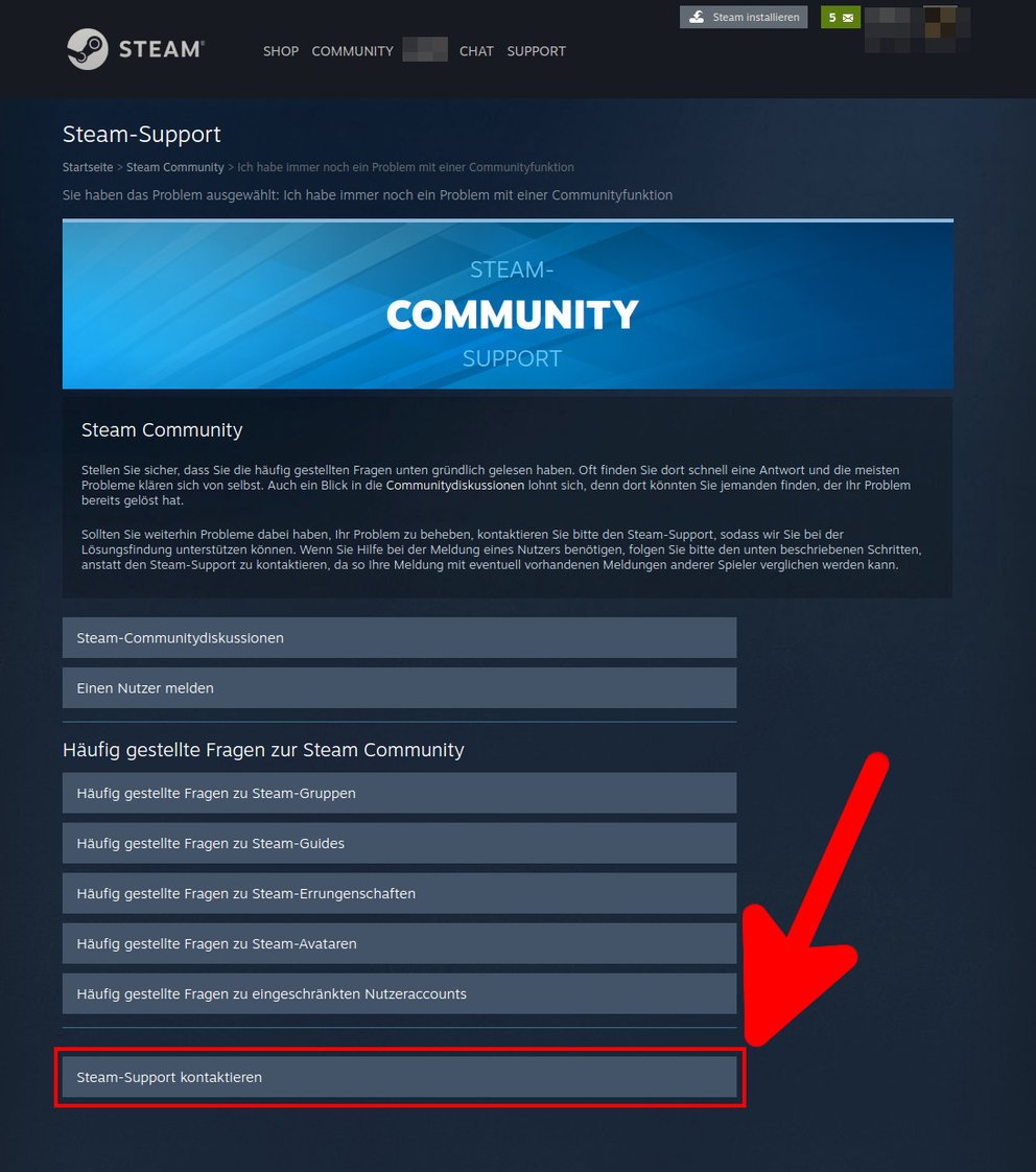 Steam Support Kontaktieren