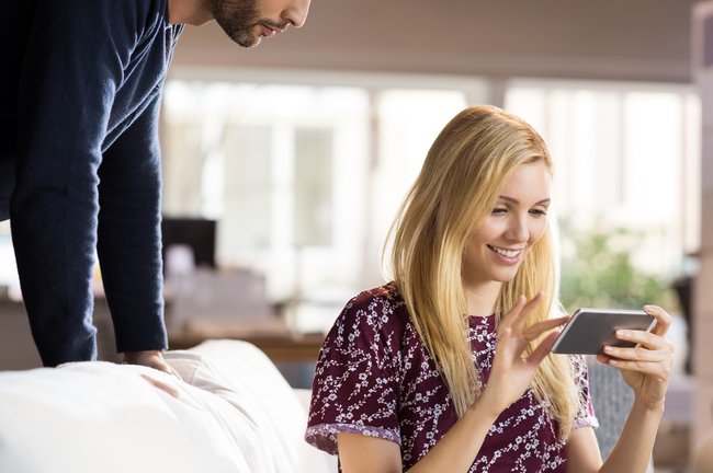 Woman playing with phone