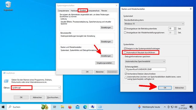 So deaktiviert ihr den Windows-Neustart bei einem auftretenden Systemfehler. (Bildquelle: GIGA)