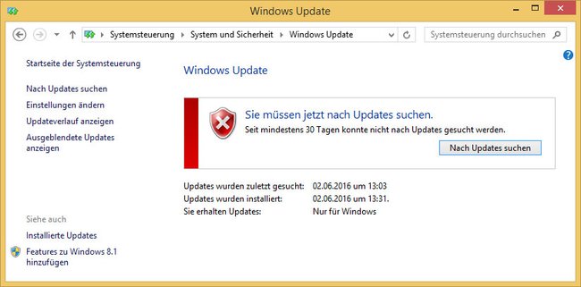 Hier könnt ihr Updates selbst starten.