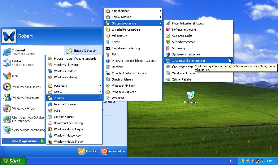Windows XP bringt seine eigene Systemwiederherstellung mit.