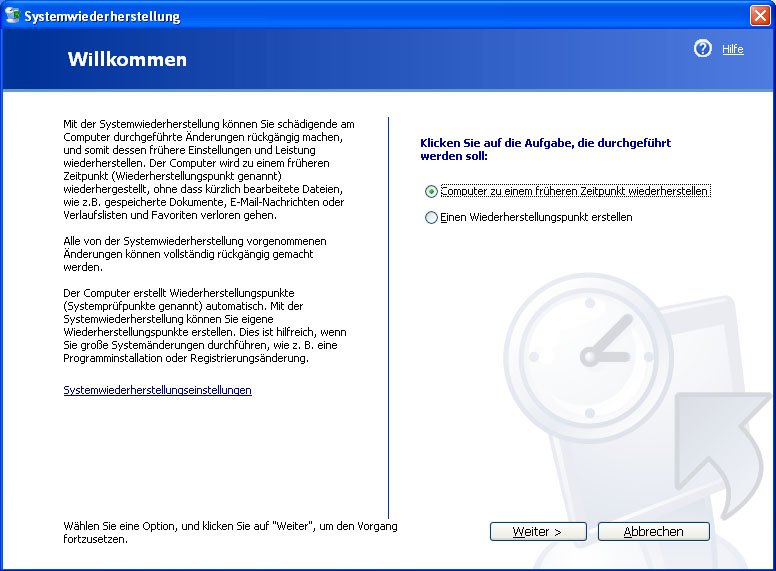 Windows-XP-Wiederherstellung: Hier wählt ihr den ersten Punkt aus.