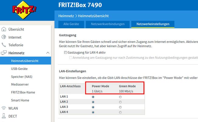 Bei vielen arbeitet das Netzwerk zu Hause mit maximal 1 Gbit/s. Bild: GIGA