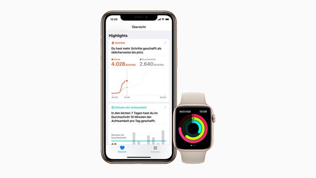 Auch mit der auf iPhones vorinstallierten Health-App lassen sich die Schritte zählen (Bild: Apple)