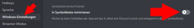 Discord mit X schliessen