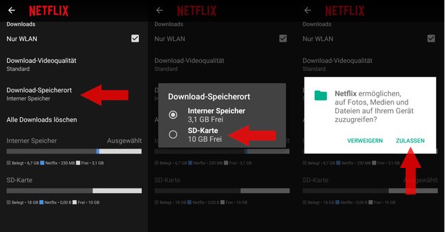 Netflix Filme auf SD-Karte speichern Speicherort