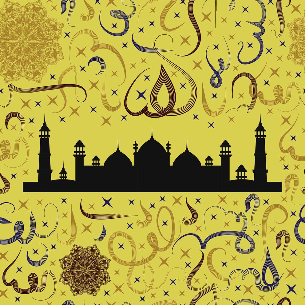 seamless pattern ornament Arabic calligraphy of text Eid Mubarak