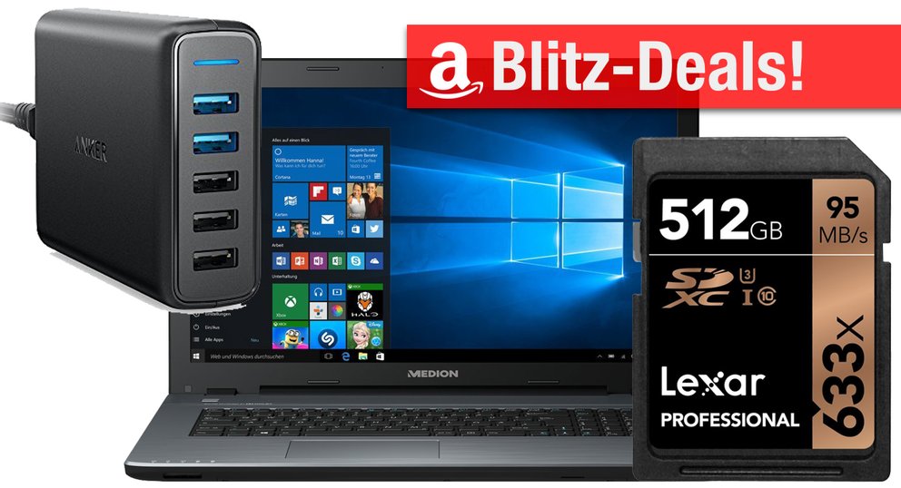 Blitzangebote: 512 GB SDXC, Medion Gaming-PC, Quick-Charge-Ladegerät u.v.m. stark reduziert