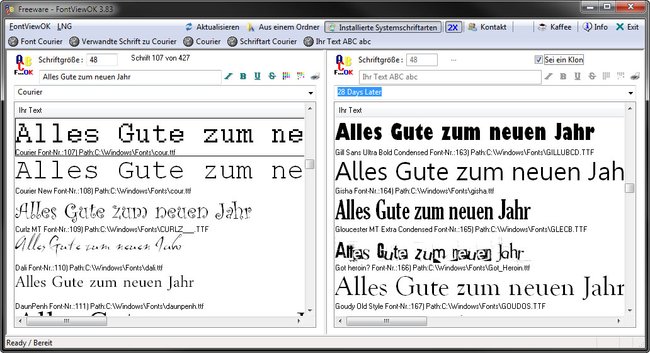 Mit dem Tool FontsViewOK vergleicht ihr schnell und einfach installierte Schriftarten auf dem PC.